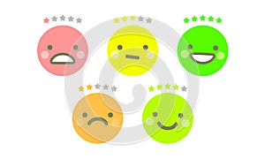 Concept of rate. Feedback emoticon icons on white background.