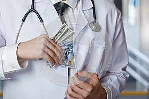 The concept of receiving a bribe for medical services