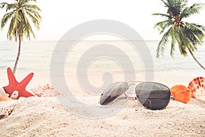 Concept of recreation in summertime on tropical beach. photo