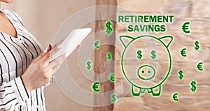 Concept of Retirement Savings. Piggy bank with a currency symbols