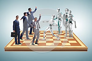 Concept of rivalry between robots and humans