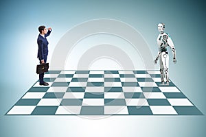 Concept of rivalry between robots and humans