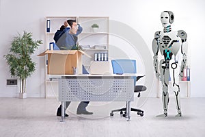 Concept of robots replacing humans in offices