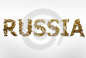 Concept of Russia in military conflicts. Russia typed with font