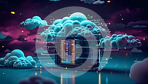 Concept of safe cloud storage illustration