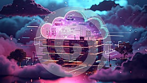 Concept of safe cloud storage illustration