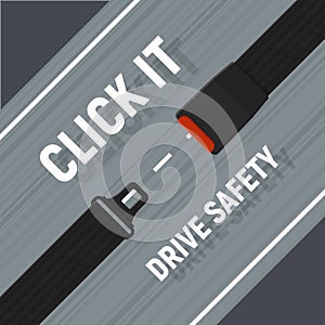 Concept of safety driving with road and seat belt. Safe trip. Seat belt for protection. Lifesaver