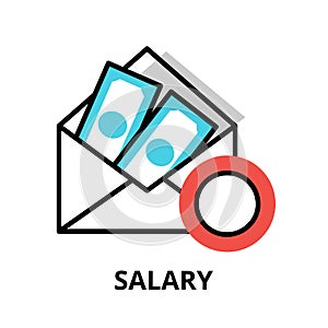 Concept of Salary icon, modern flat thin line design vector illustration