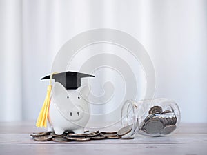 The concept of saving money for education, student loan, scholarship, tuition