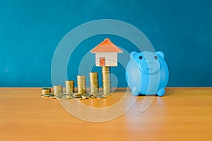 Concept of saving money for a house.Business Finance and Money c