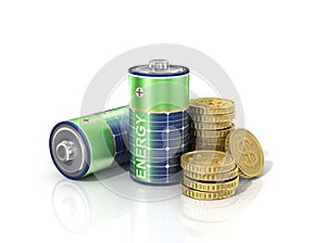 Concept of saving money if use solar energy.