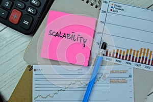 Concept of Scalability write on sticky notes isolated on Wooden Table