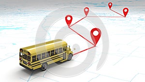 Concept school bus route on the map