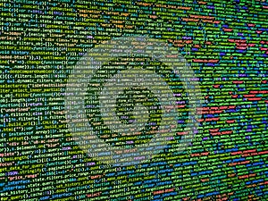 Concept screen of experienced web developer. Web development code: CSS/SASS styles preprocessor script lines. Software developer