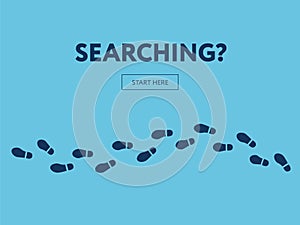 Concept of searching. Internet banner. Start here