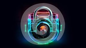 Concept of secure browsing and encrypted communication with a padlock symbolizing data encryption, Generative AI