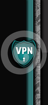 Concept of secure network connection. Acronym VPN on color background, illustration