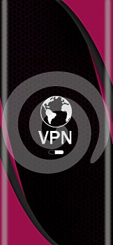 Concept of secure network connection. Acronym VPN on color background, illustration