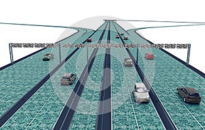 Concept of self-driving car, smart road