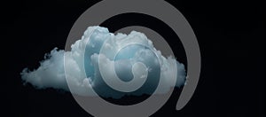 A serene scene features a small pastelblue clouded sky against a backdrop of dark nature at twilight