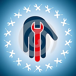 Concept of service support in hand icon