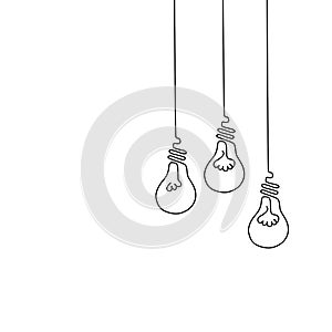 Concept Set Light Bulb design Black line icon vector,Idea sign, solution, thinking concept.