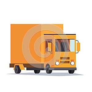 Concept of the shipping service. Truck van of delivery rides.Flat Vector illustration