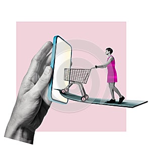 The concept of shopping in online stores.