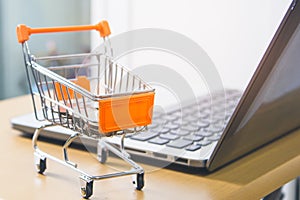 Concept Shopping via e-commerce. Man doing mobile banking use credit card shopping online