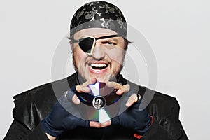 Concept shot of man as Internet pirate