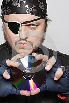 Concept shot of man as Internet pirate