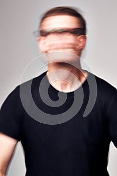 Concept Shot Of Man With Distorted Face Illustrating Mental Health Issues