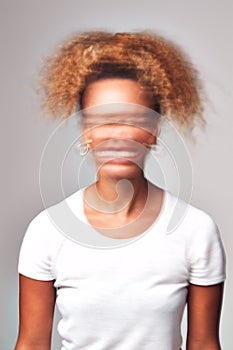 Concept Shot Of Woman With Distorted Face Illustrating Mental Health Issues