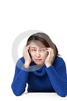 Asian woman suffers from Asthenopia photo