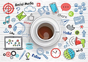 Concept of social media for graphic and web design
