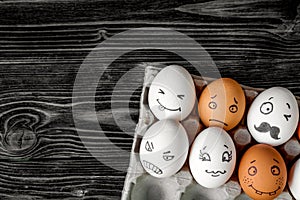 Concept social networks communication and emotions - eggs