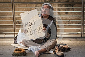 Concept of social problem of poverty and homeless people