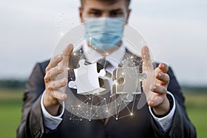 Concept of solving complex problems in business during a pandemic photo