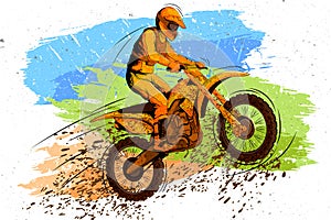 Concept of sportsman doing Motorcross