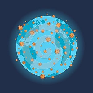 Concept of the spread COVID-19 around planet Earth.