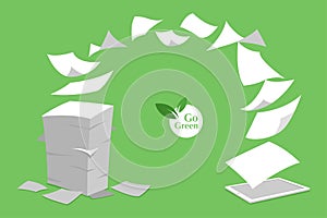 Concept of stack white paperless go green