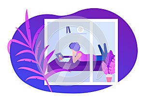 The concept of stay at home. Vector illustration.