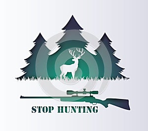 Concept of stop hunting animal.