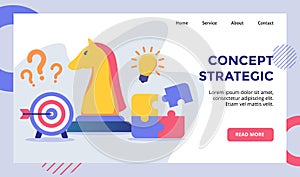 Concept strategic chess horse campaign for web website home homepage landing page template banner with modern flat style