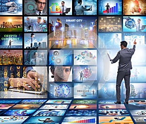 Concept of streaming video with businessman