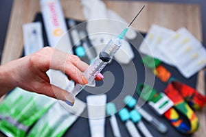 The concept is suitable for the procedure of plasmolifting. Injections for rejuvenation and skin regurgitation from human plasma. photo