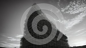 Sunset Shadows at the Construction Site.AI Generated