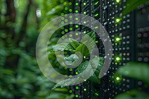 Concept Sustainable Technology, Environmentally Green Tech Harmony Nature Meets Data Center