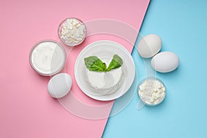 Concept of tasty food - different dairy products