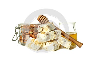 Concept of tasty food, nougat, isolated on white background